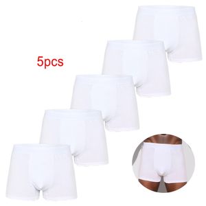 5 pçs pacote branco calcinha masculina algodão roupa interior masculino marca boxer e cuecas para homme conjunto de luxo shorts caixa deslizamento kit 231225