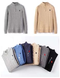 2023 Mens Designer Polo Sweater Fleece Ralphs Camisas Grosso Meio Zíper Alto Pescoço Quente Pulôver Slim Malha Tricô Lauren Jumpers Pequeno Cavalo Marca Moletom UY558