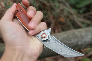 Ny ankomst M7699 Flipper Folding Knife VG10 Damascus Steel Blade Rosewood With Steel Head Handtag Boll Bearing Fast Open Fappa Tactical Knives