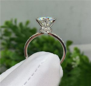 Intero reale originale solido anello in argento 925 intarsio 1 carati diamant anelli di nozze gioielleria raffinata CZ anelli di fidanzamento per le donne XR0504960381