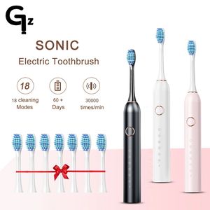 SC506 Sonic Electric Toothbrush Vuxen Timer Brush 6 Mode USB Laddare laddningsbara tandborstar Ersättningshuvuden Set 231225