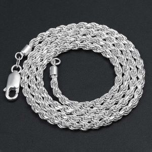 S925 Sterling Silver Cuban Chain Necklace Minimalistiska modet italienska vridna spiralkedja för man 3mm bredd