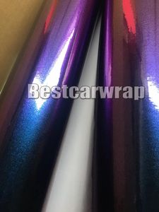 Klistermärken Purple Blue Gloss Pearl Chameleon Metallic Vinyl för Car Wrap Shift som täcker folie Flip Flop Film med Air Bubble Free 1.52x20M 5