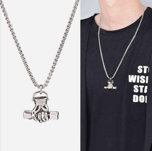 2021 NOWA PISTE DUMBBELL Wisior Hip Hop Men039s Naszyjnik Women039s Łańcuch SWEAT Temperament Jewelry Domineering Fash5167812