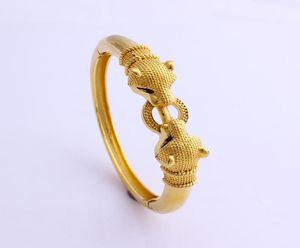 Fansheng High Quantily Charm Leopard Bangle 24 K Solid Yellow Gold GF女性用男性宝石アフリカのエチオピアギフト7605719