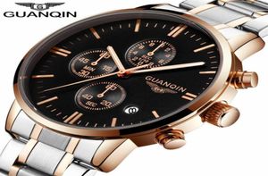 relogio masculino GUANQIN Mens Watches Top Brand Luxury Stainless Steel Quartz Watch Men Sport Chronograph Luminous Wrist Watch2576426137
