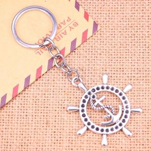 Nyckelringar 20st Fashion Keychain 45 49 mm Rudder Anchor Helm Hängen Diy Men smycken bil Key Chain Ring Holder Souvenir för gåva