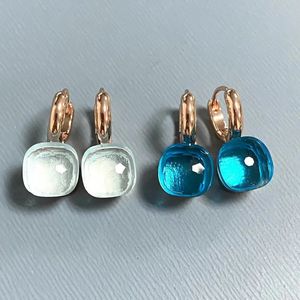 10.6mm clássico nudo brincos para mulheres de alta qualidade brincos de cristal quadrado azul topázio moda jóias presente 231226