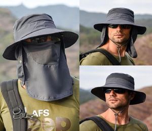 Basker sommar UV -skydd solhatt för män multifunktion hink hattar fiskare mössor med nackflik andas snabbt torkning capber1676002