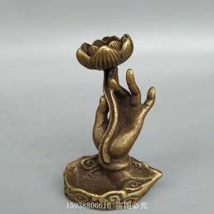 Utsökt antik solid mässing Lotus Guanyin Bergamot Te Pet rökelsepostprydnad 231225