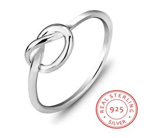 100 925 Sterling Silver Thin Knot Ring Womens Simple S925 Graved Ring Personality Band Ring Jewelry8521480