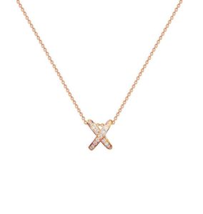 Pendant Necklaces Fashion Crystal Zircon Letter X Necklace For Women Dainty Wedding Jewelry Real Gold White Rose Plated Gifts1221054