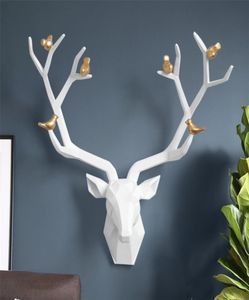 Resina 3d grande cabeça de veado decoração de casa para estátua de parede acessórios de decoração Escultura abstrata moderna cabeça de animal decoração de parede de quarto T208564393