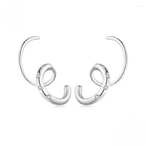 Dangle Earrings TKJ Fashion 925 Sterling Silver Decorative Spiral Double Hoop Line with CZ Hypoallergenic Fine Jewelry