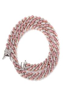 8 مم Micro inlaid Pink CZ Diamond Color Cupan Chain Hip Hop Fashion Bracelet Custom19043008984063