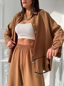 Women's T Shirts A Two-piece Set Consisting Of Long Sleeved T-shirts And Pants European American Solid Color Top With Lapel Harem