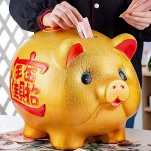 Altın Domuz Piggy Bank Yetişkin Çocuklar Karikatür Süs Seramik Para Para Kutusu Papper Para Oturma Odası Tirelire Ev Dekoru 231225