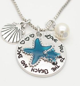 Ti amo per la spiaggia e il ritornoquot Collana portachiavi da spiaggia Collana naturale Gioielli estivi Donna039 Collana con stelle marine4946080