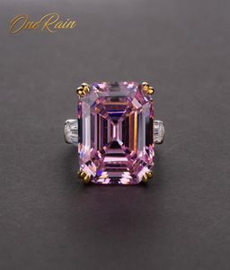 Onerain Classic 100 925 Sterling Gümüş Zümrüt Kesme Topaz Citrine Safir Taş Nişan Çift Yüzük Takılar Bütün J191035413