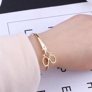 Mode Schere Armbänder Für Frauen Männer Einfache Gold Silber Schwarz Scheren Öffnung Armreifen Charme Schere Friseur Jewelry275z