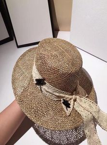 Hepburn estilo highend personalizado chapéu de palha salgada para mulheres verão retro plana topo pára-sol praia chapeu feminino aba larga hats7988247