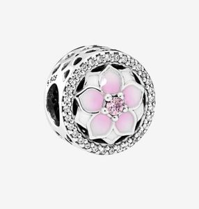 Pink Magnolia 925 Sterling Silver Charm Chain bracelet Necklace jewelry Accessories for P flower Charms with Original box7433435