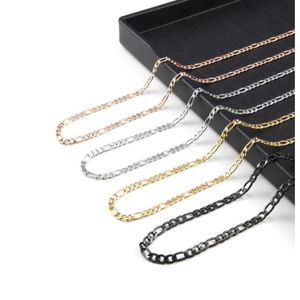 Correntes Base de aço inoxidável Curb Cuban Link Chain Colar para Mulheres Homens Figaro Rose Gold Sier Sólido Metal Jóias Presentes Drop Delive Dhmrf