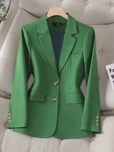 Long Sleeve Autumn Winter Women Blazer Jacket Ladies Black Khaki Red Green Single Breasted Female Business Work Wear Formal Coat 231225