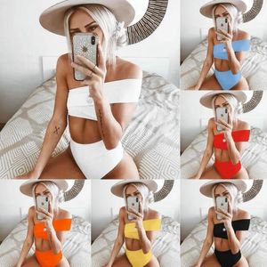 Tasarımcı Seksi Kadın Bikini Mayo Bir Omuz Yüksek Bel Mayosu Yaz Polyester Mayo Takım Lady için