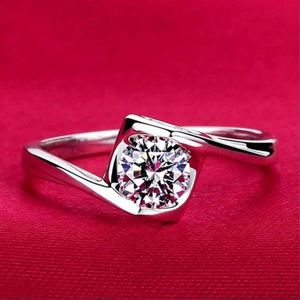 S925 Silver Wedding Anel Ring 18K Real White Gold Plated Cz Diamond 4 Prong Engagement Wedding Bridal Ring Women Whole220h