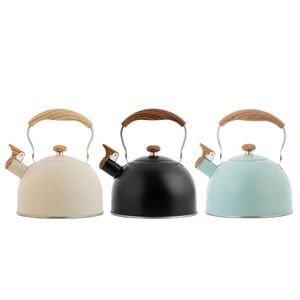 Tea Kettle Stovetop Whistling Teapots Stainless Steel With Wooden Handle Teapots For Stove Top For Kitchen Office 2.5 Liter 3 231225