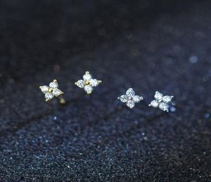 Серьги-гвоздики из стерлингового серебра 925 пробы с камнями cz, крошечные серьги-гвоздики с цветочным узором для девочек, серебряные, золотые мини-серьги-гвоздики, свадебный подарок LBD6552206