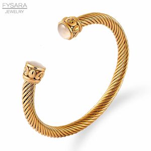 FYSARA Twisted Cable Wire Bangle Cuff Bracelets Classic Brand Jewelry for Women Men Black Stackable Designer Gift 231226