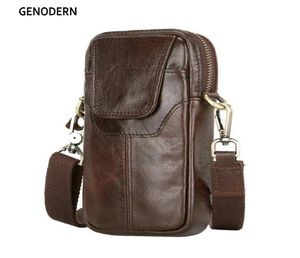 Genodern Vera Pelle Piccola Spalla per Uomo Nuovo Viaggio Marsupio Passanti per Cintura Hip Bum Marsupio Cellulare Pouch1739701