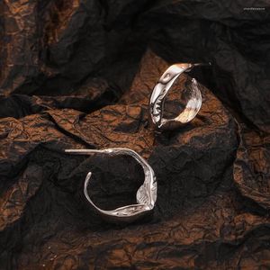 Studörhängen REAL 925 Sterling Silver Smooth Convex Oregelbunden rufsad C -form örhänge Hypoallergeniska smycken