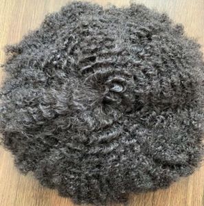 Africian American Afro Toupees Indian Remy Human Hair Pieces 4mm6mm8mm10mm12mm Mono med PU -enheter för svarta män Express Delive3794014