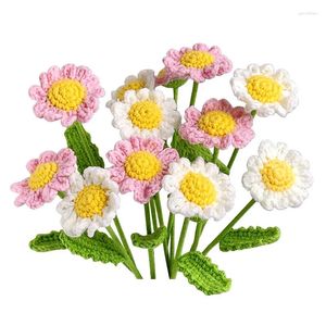 Dekorativa blommor daisy handvävd bukett kamomil ull virkning handstickad blomma bröllopsdekoration imitation stick