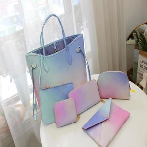 3 färggradient matchande handväskor designer kvällspåsar kvinnor handväska shoppingväska plånböcker kvinnors avslappnade handväskor aldrig