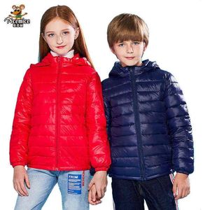 코트 2021 가을 겨울 후드 아동 여아를위한 재킷 캔디 색상 따뜻한 아이 다운 자켓 216 년 겉옷의 옷 틴