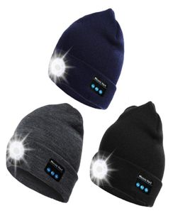 Dropship hela varm beanie hatt trådlös Bluetooth Smart Cap Headphone Headset Högtalare MIC7761207