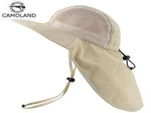 Cappelli a tesa larga Cappello da sole estivo Secchio impermeabile Uomo Donna Boonie con patta sul collo Protezione UV Ampia rete da pesca traspirante9943846