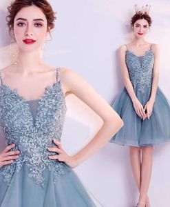 Spaghetti Tulle Bridesmaid Dresses Knee-length Cocktail Party Dress Applique Wedding Guest Bridesmaids Maid Honor Gowns