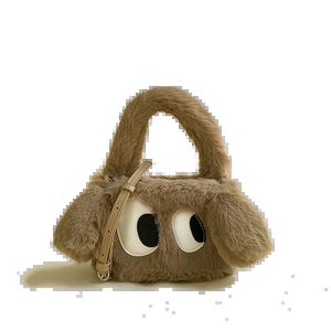 Women's Rabbit Hair Bag Personality Doll Bucket Bag Wool Shoulder Bag Fashion Simple Winter Bag Women's Purse and Handbag 231226