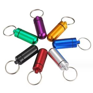 17X48mm Mini caixas médicas de liga de alumínio Metal à prova d'água Caixa de comprimidos de emergência Caso chaveiro Anel de chaveiro Organizador de armazenamento de medicamentos Recipiente porta-garrafas