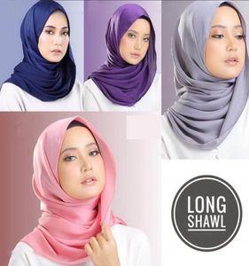 DHL Women Plain Satin Silk Scarf Hijab Wrap Solid Color Shawls pannband Muslim Hijabs ScarvessCarf 30 Colors3609949