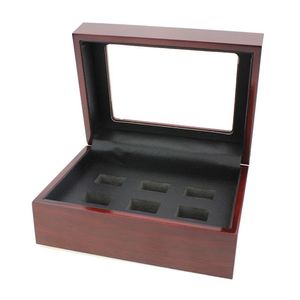 Najwyższa klasa 1 4 5 6 dołków Nowe pierścienie mistrzostw Poleży w opakowaniu biżuterii Wyświetlacz Red Wooden Jewelry Box do Ring Display247e