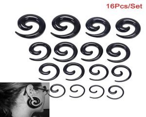 Hoop Huggie 16-teiliges Set Acryl Spiral Taper Flesh Tunnel Ohrdehner Expander Stretching Plug Snail1308164