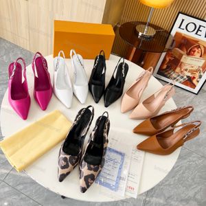 Designer Sandals High Heels Women Dress Shoes Sparkle Slingback Pumps Luxury Brushed Leather Pointed Toes size 35-42