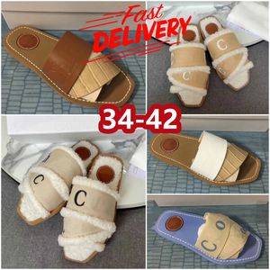 Sandles Designer slides mulheres senhora sandálias amadeiradas fofas mula plana slide branco renda rosa letras lona fuzzy chinelos de pele sapatos de verão