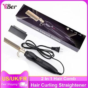 Straighteners Multifunctional Hair Comb Hair Straightener Antiscalding Hot Heating Comb Hair Curling Straightening Tool Wet And Dry Hair